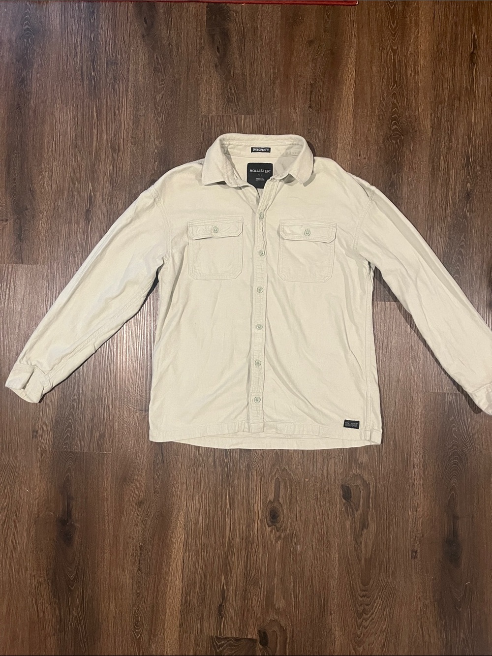Hollister Men's Light Green Button-Up Shirt Jacket